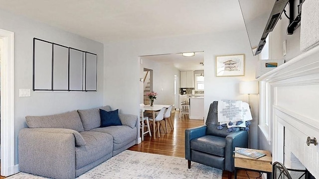 living area with wood finished floors