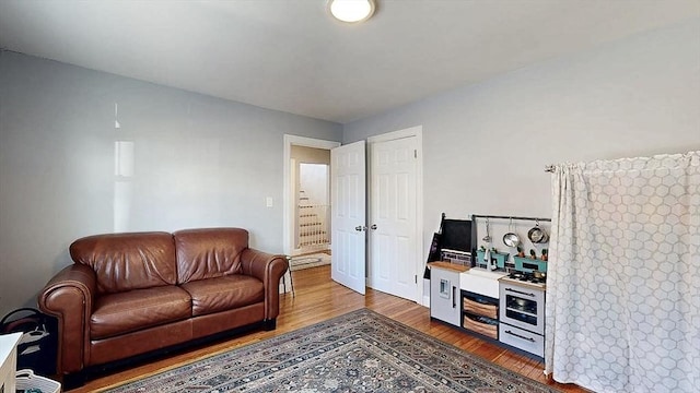 living area featuring wood finished floors