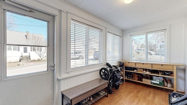 interior space with wood finished floors