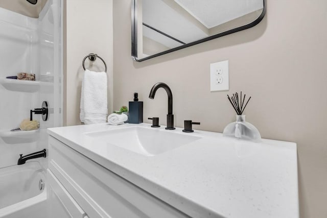 bathroom featuring vanity and shower / bathtub combination