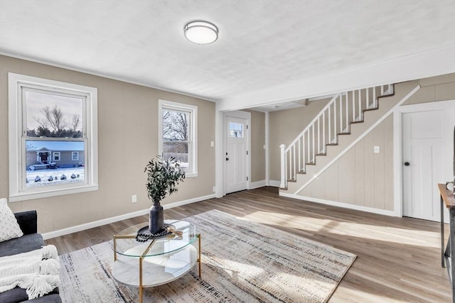 living room with hardwood / wood-style floors