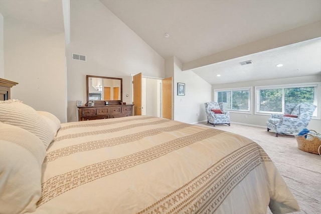 222 Algonquin Unit 222, Ashland, MA 01721 - bedroom featuring carpet, baseboards, high vaulted ceiling, and recessed lighting