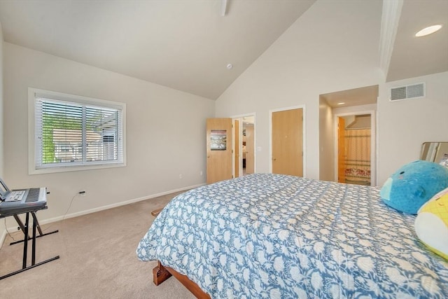 222 Algonquin Unit 222, Ashland, MA 01721 - bedroom with carpet floors, baseboards, and high vaulted ceiling