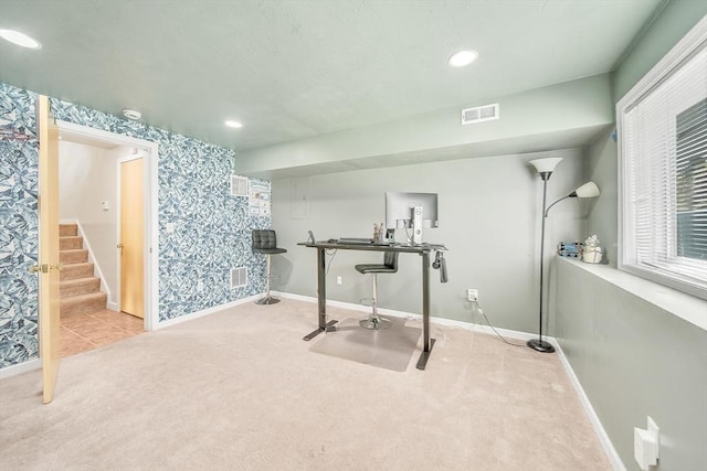 222 Algonquin Unit 222, Ashland, MA 01721 - workout area with wallpapered walls, carpet floors, baseboards, and recessed lighting