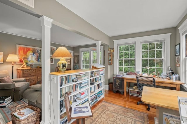 21 Marsh St, Dedham, MA 02026 - office with wood finished floors and ornate columns