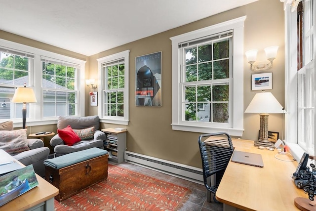 21 Marsh St, Dedham, MA 02026 - home office featuring baseboard heating and tile patterned floors