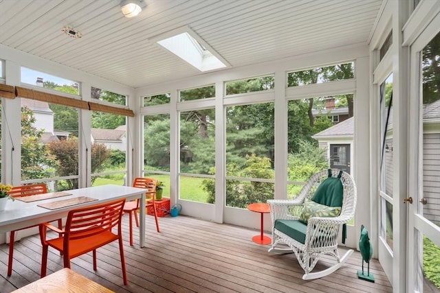 21 Marsh St, Dedham, MA 02026 - sunroom / solarium featuring a skylight, plenty of natural light, and outdoor dining space