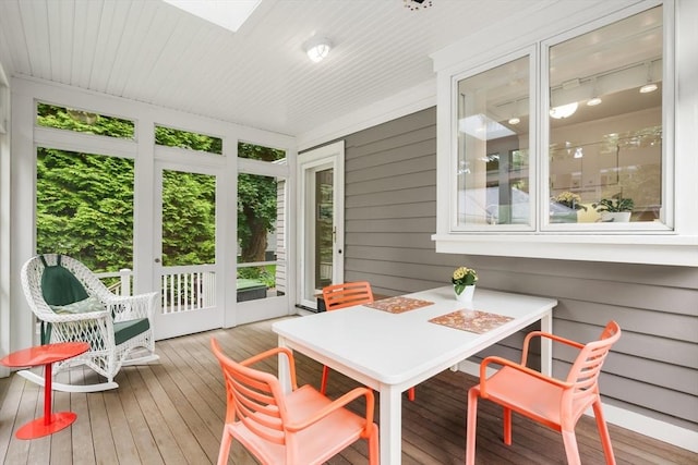 21 Marsh St, Dedham, MA 02026 - sunroom / solarium with hardwood / wood-style floors and wood walls