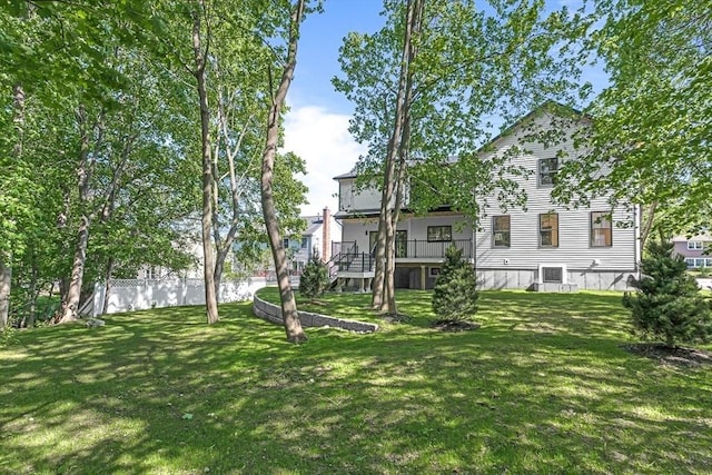 443 Central Ave, Needham, MA 02494 - view of yard with stairway and a deck