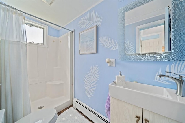 12 Moreland Ave Unit 1, Hull, MA 02045 - full bath with baseboard heating, toilet, and vanity