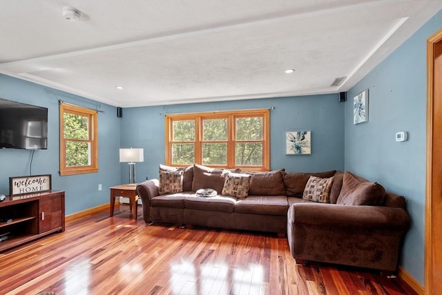 65 Martin Rd, Tewksbury, MA 01876 - living area with hardwood / wood-style flooring, crown molding, and recessed lighting
