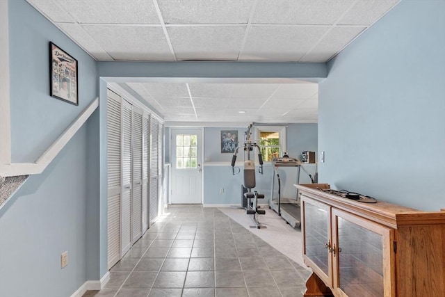 65 Martin Rd, Tewksbury, MA 01876 - hallway featuring a paneled ceiling and tile patterned floors