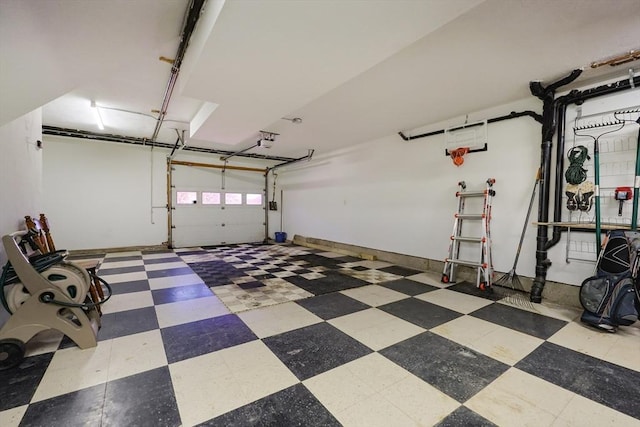 garage with a garage door opener