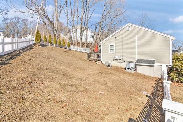 view of yard with a fenced backyard