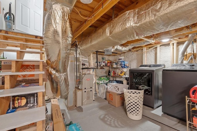 18 Doyle St, Lawrence, MA 01841 - unfinished basement featuring washing machine and clothes dryer and heating unit