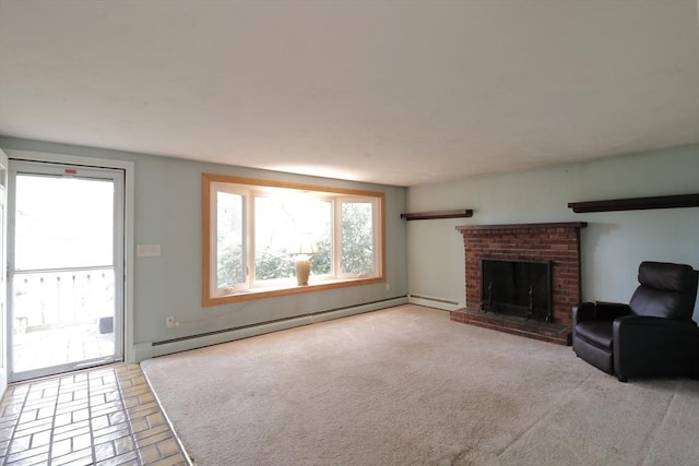 708 Berkley St, Berkley, MA 02779 - unfurnished living room with baseboard heating and a fireplace