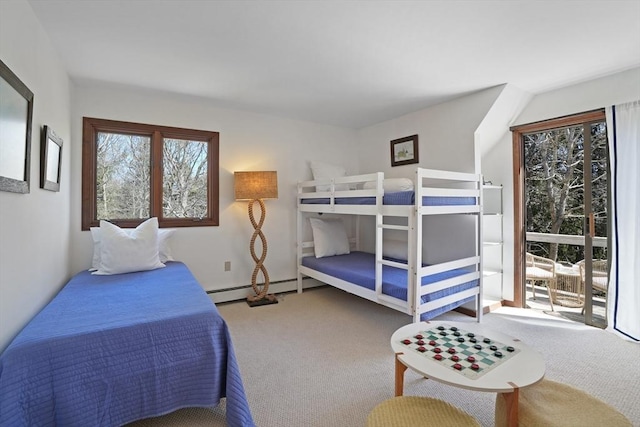 3 Down Harbor Rd, Edgartown, MA 02539 - bedroom with carpet floors, baseboard heating, and access to outside