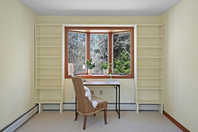 3 Down Harbor Rd, Edgartown, MA 02539 - carpeted home office with a baseboard heating unit and baseboards