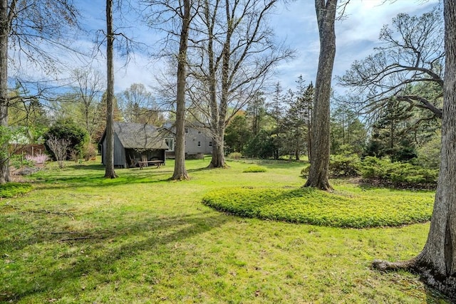 view of yard with an outdoor structure