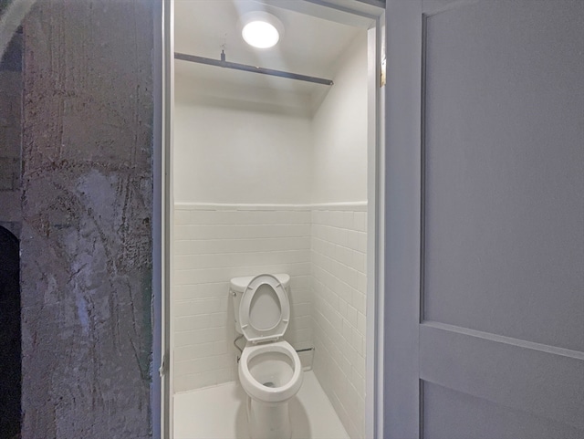 bathroom with a shower and toilet