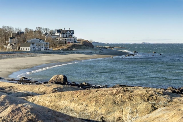 view of water feature featuring a beach view