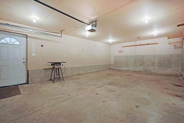 garage with a garage door opener