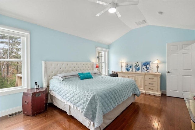 16 Winterberry Way, Plymouth, MA 02360 - bedroom featuring hardwood / wood-style flooring, visible vents, multiple windows, and lofted ceiling
