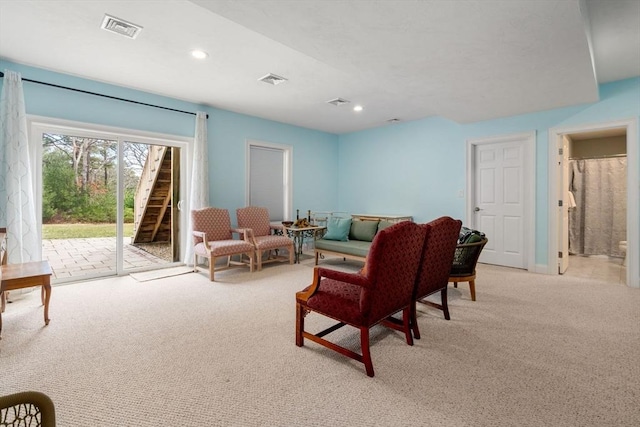 16 Winterberry Way, Plymouth, MA 02360 - living area featuring recessed lighting, visible vents, and light colored carpet