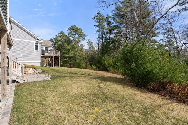 16 Winterberry Way, Plymouth, MA 02360 - view of yard with stairs and a wooden deck