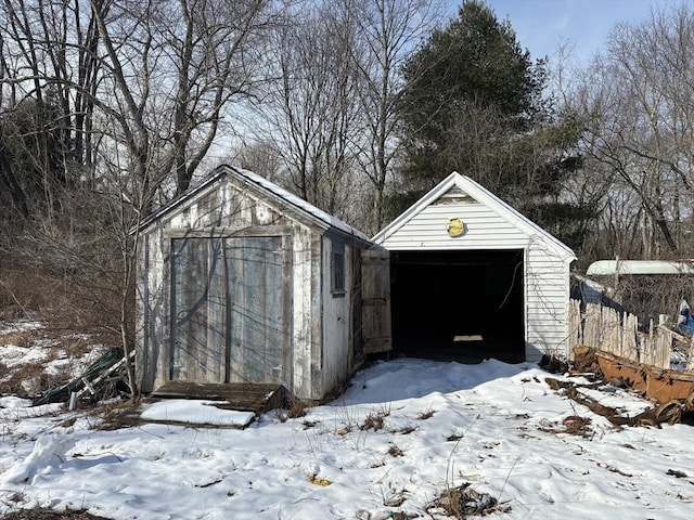 view of snow covered structure