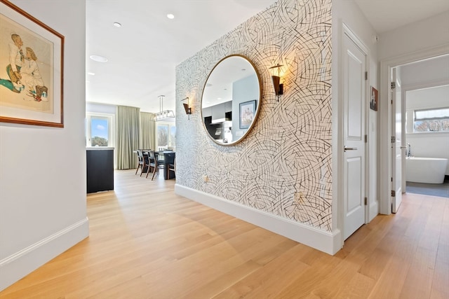 hall featuring light hardwood / wood-style floors