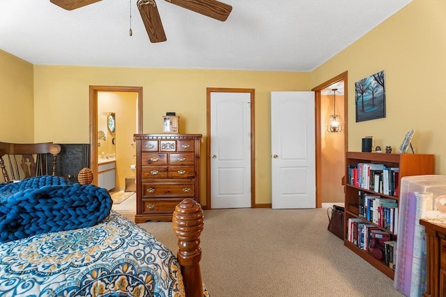 25 Ash Ln Unit 25, Agawam, MA 01001 - carpeted bedroom with ensuite bathroom and ceiling fan