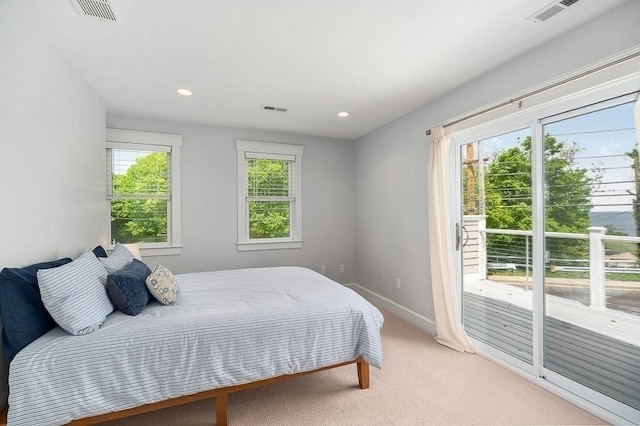 84 S St, Rockport, MA 01966 - bedroom with access to outside, light colored carpet, baseboards, and recessed lighting