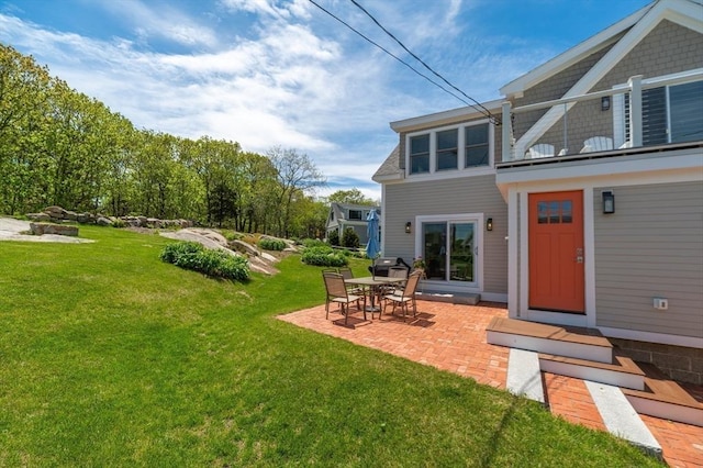 84 S St, Rockport, MA 01966 - view of grassy yard featuring a patio and a balcony