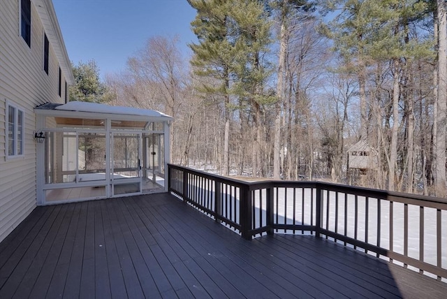 deck featuring a sunroom