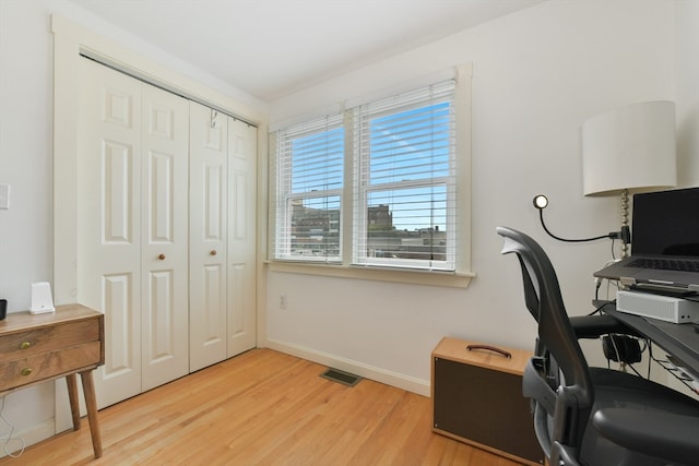 office area featuring light wood-type flooring