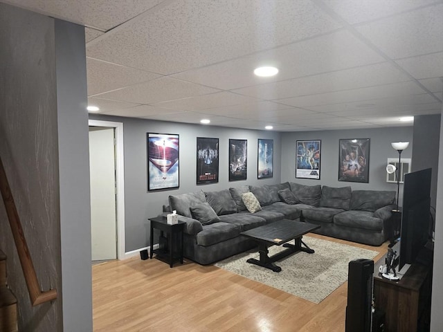 132 Bean Porridge Hill Rd, Westminster, MA 01473 - living room featuring light wood finished floors, a drop ceiling, and baseboards