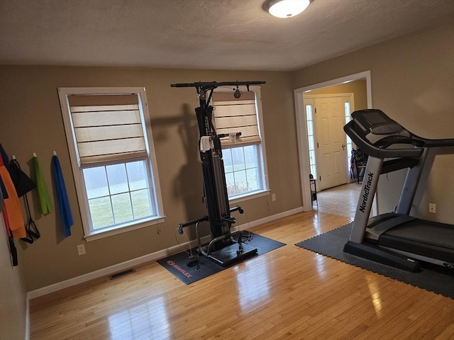 132 Bean Porridge Hill Rd, Westminster, MA 01473 - exercise area featuring light wood-style floors, baseboards, and plenty of natural light