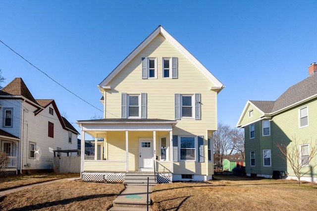 view of front property featuring a porch