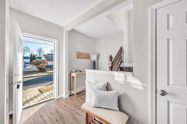 interior space with light hardwood / wood-style floors