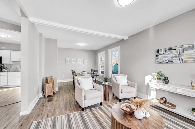 living room featuring light wood-type flooring