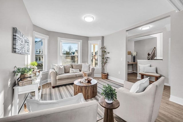 living room featuring light hardwood / wood-style floors