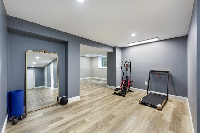 138 Fairview St, Holliston, MA 01746 - exercise area featuring wood finished floors and recessed lighting