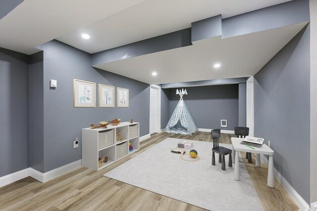 138 Fairview St, Holliston, MA 01746 - game room featuring wood finished floors and recessed lighting