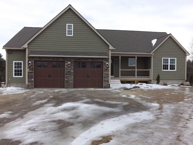 LOT3 Athol Rd, Phillipston, MA 01331 - view of front facade featuring a porch, roof with shingles, a garage, and driveway