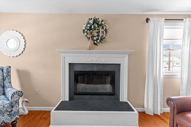 details featuring hardwood / wood-style flooring and a textured ceiling