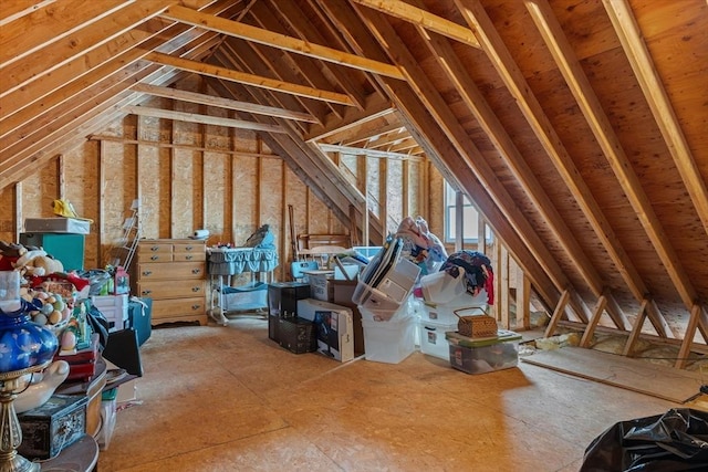 view of unfinished attic