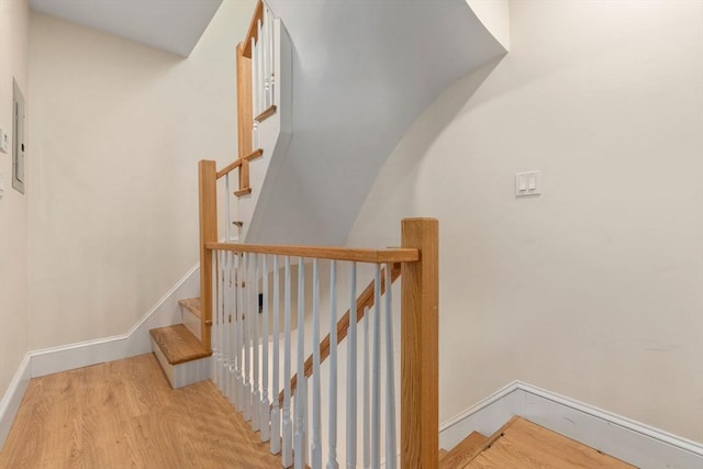 9-11 Dexter, Boston, MA 02127 - stairs featuring wood finished floors, baseboards, and electric panel
