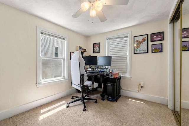 9-11 Dexter, Boston, MA 02127 - carpeted office space featuring ceiling fan and baseboards