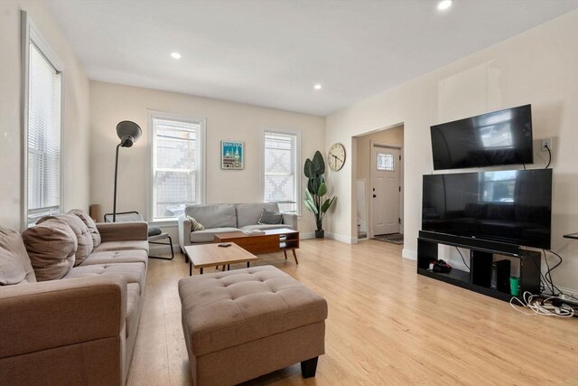 9-11 Dexter, Boston, MA 02127 - living room featuring light wood-type flooring, recessed lighting, and baseboards